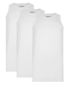 Bigdude 3 Pack Plain Vests White